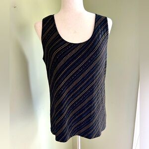 Chicos Travelers 2 Black w/gold design tank top. Thick straps, glittery design L